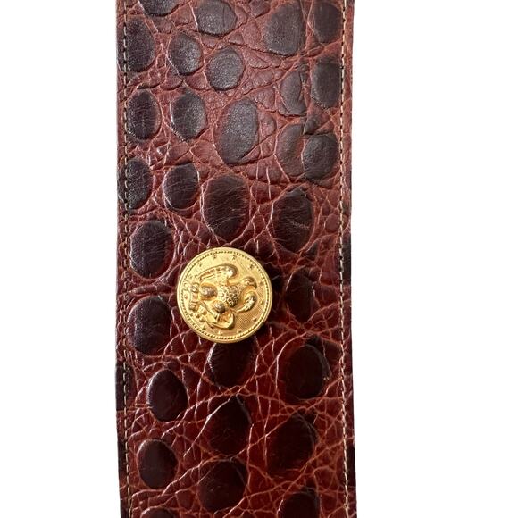 Jill Stuart Gold Medallion Studded Wide Statement Belt Brown - Picture 3 of 14